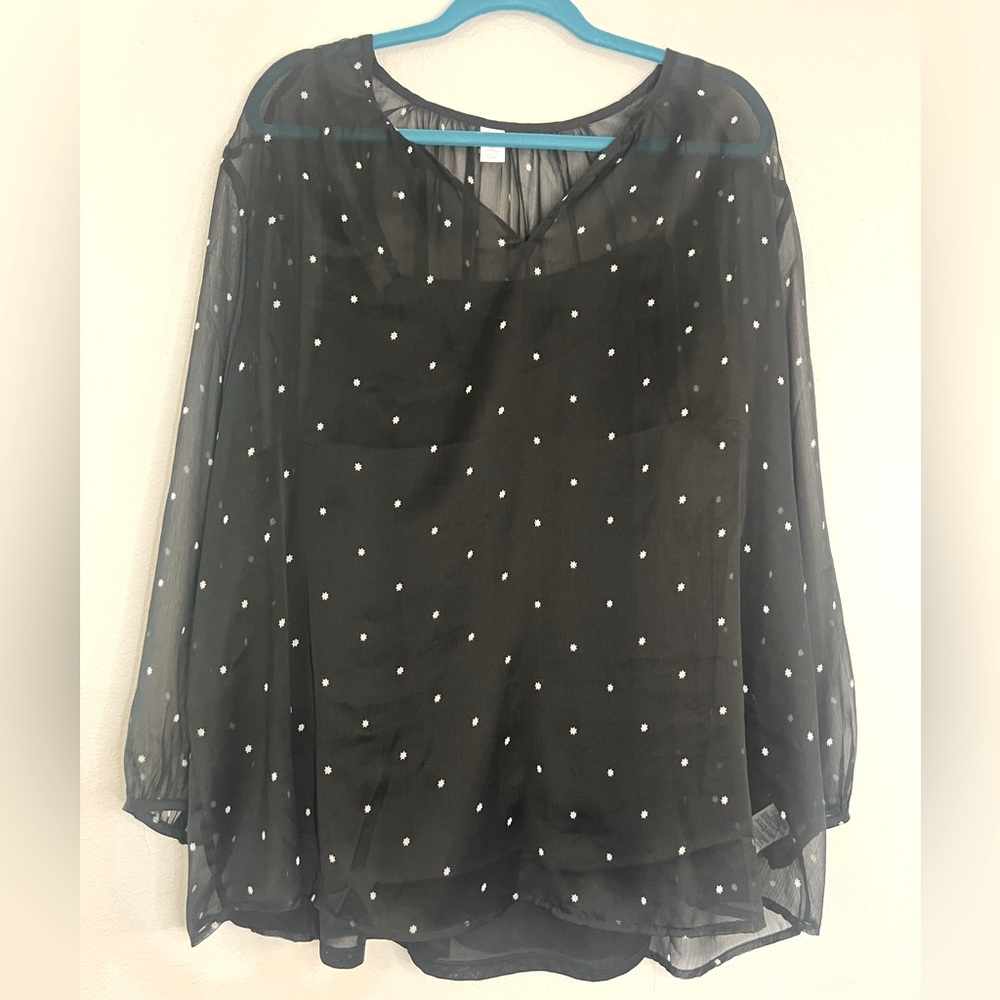 3X Plus Old Navy Black Star Blouse